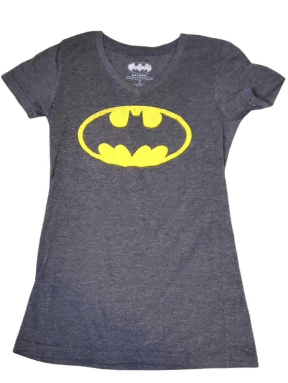 DC COMICS | Women’s Dark Gray Batman Graphic V-Neck T-Shirt Size S